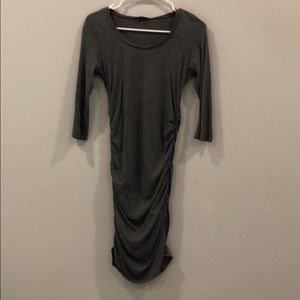 Express 3/4 sleeve dress with ruched sided